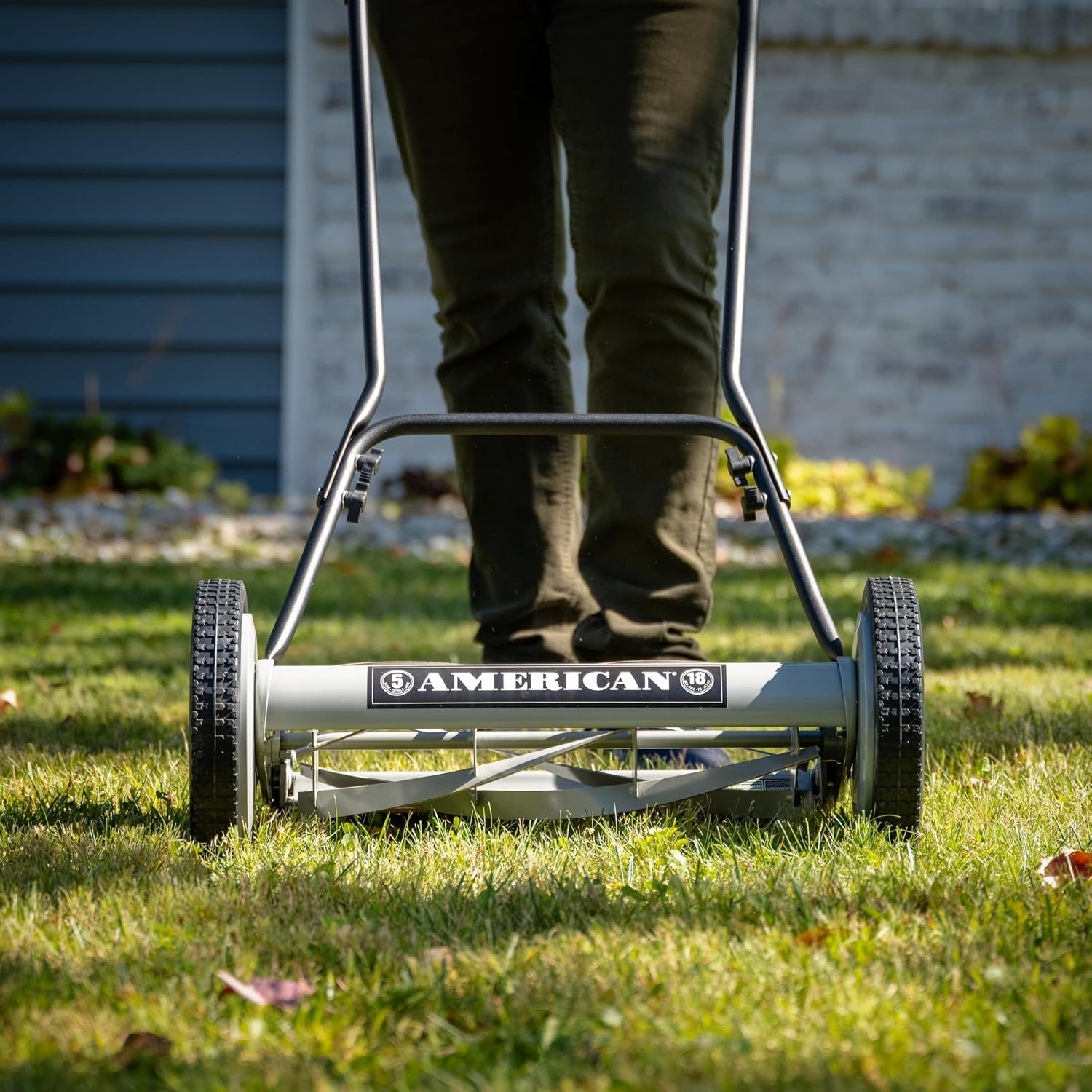 18-Inch 5-Blade Push Reel Lawn Mower, 18-Inch, 5-Blade, Black