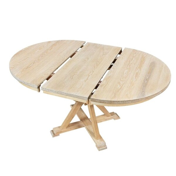 5Piece Extendable Round Dining Table Set with 15.7