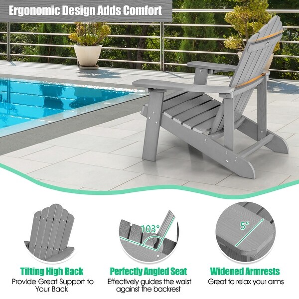 Costway Patio HIPS Adirondack Chair with Cup Holder Weather Resistant