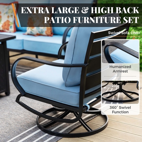 MAISON ARTS 5/7Seat Patio Conversation Set,Sofa Set with 2 x Single Sofa Chairs,1 x 3seater Sofa and Coffee Table/Ottomans