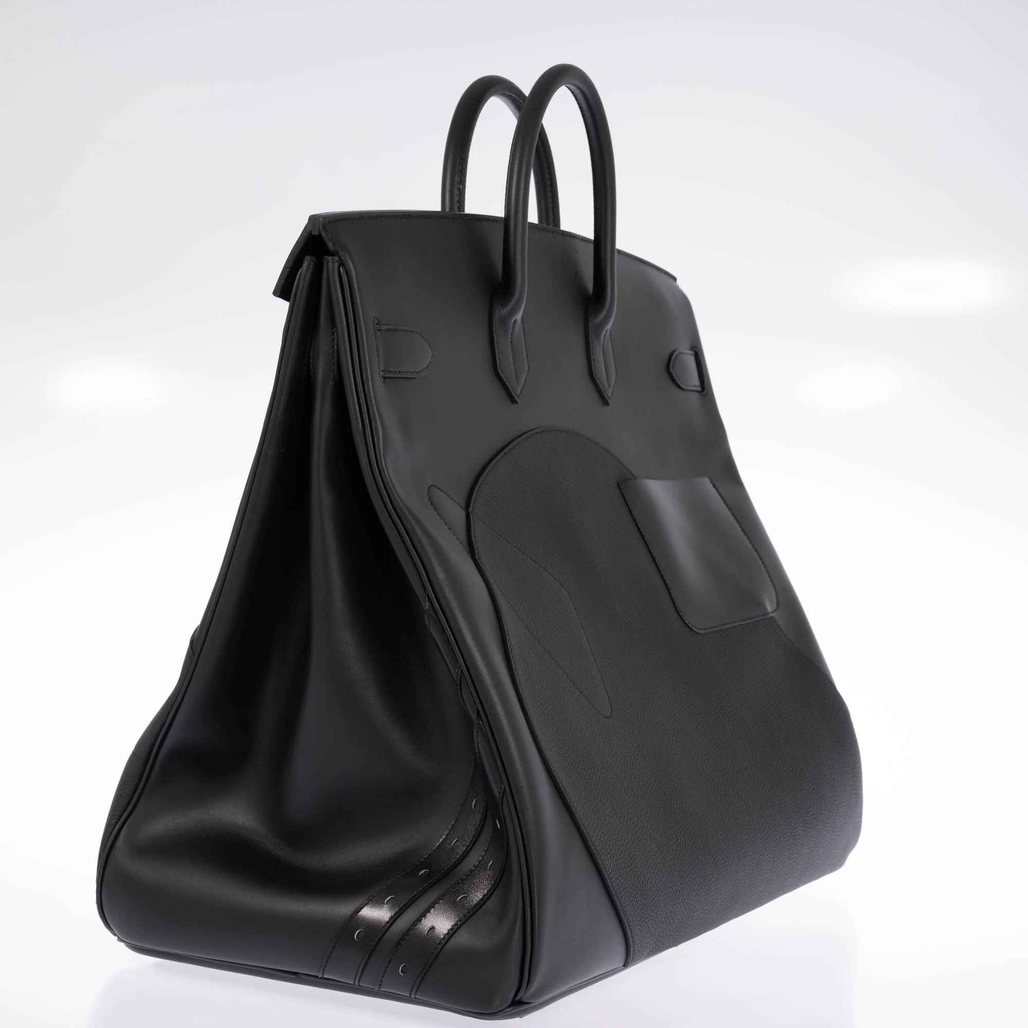 Hermès HAC 50 en Selle Noir Togo/Swift/Box Palladium Hardware