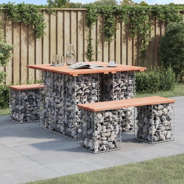 vidaXL Patio Bench Outdoor Park Bench Seating Gabion Design Solid Wood Pine