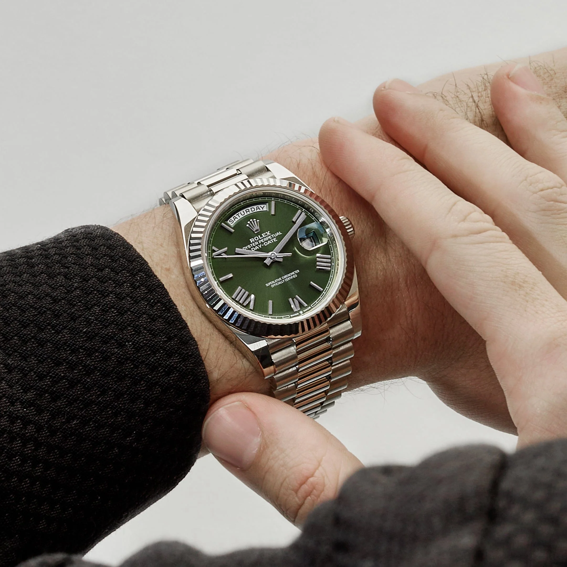 Rolex Day-Date 40 228239 White Gold Olive Green Dial (2025)