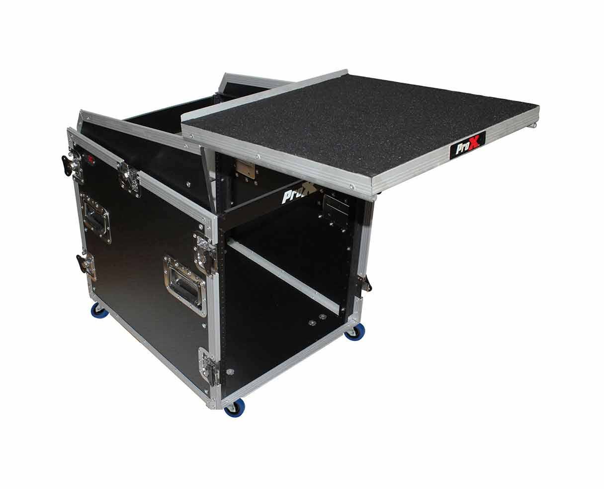 Prox 2U Rack x 13U Top Mixer DJ Combo Flight Case with Laptop Shelf