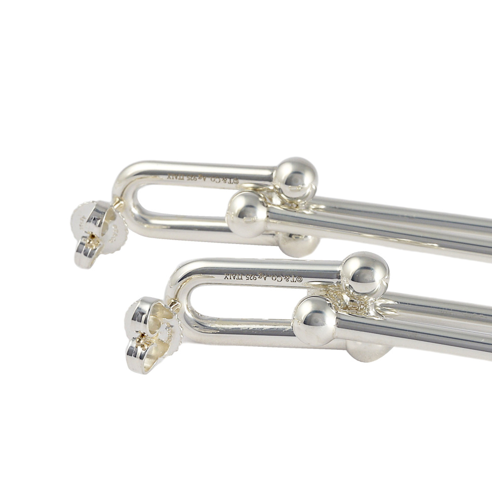 Tiffany & Co. Hardware Double Link Earrings Sterling Silver 63358029