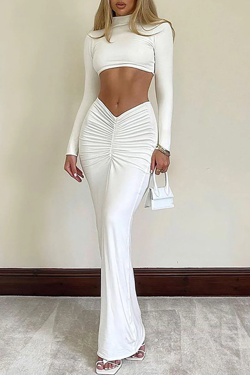 Ruched Crop Top & Maxi Skirt SetClistos