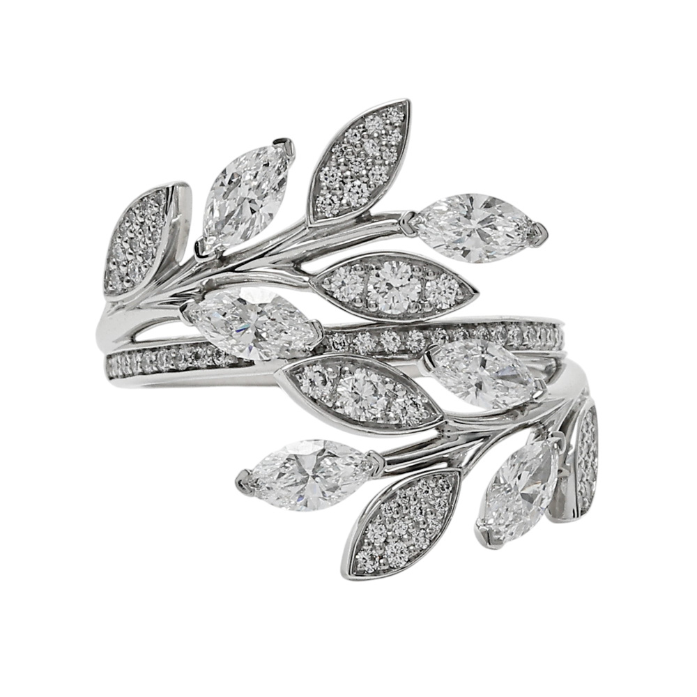 Tiffany & Co. Victoria Made of Platinum Diamond Vine Bypass Ring 66886433
