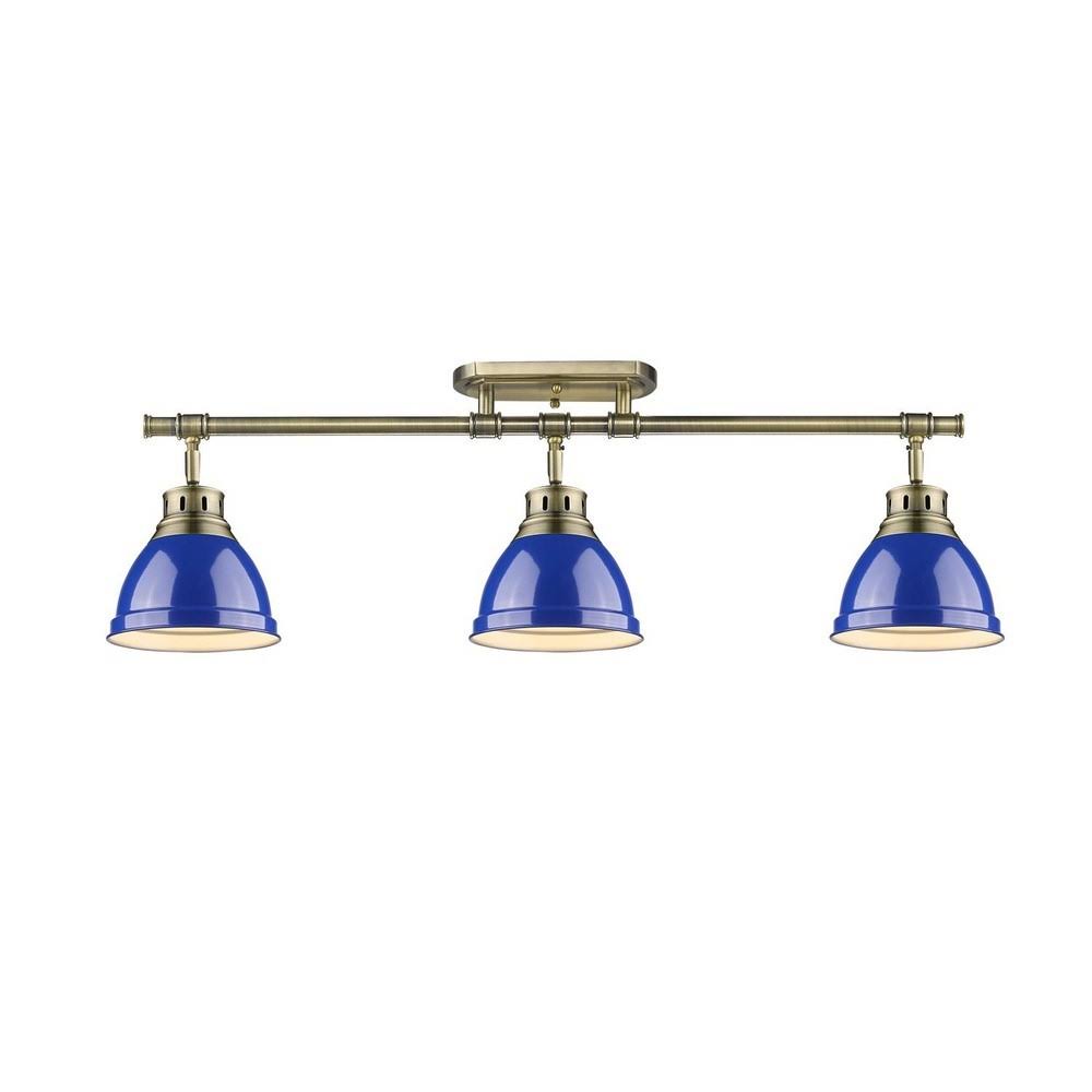 Golden Lighting 3602-3SF AB-CH Duncan Semi-Flush - Track Light in Aged Brass