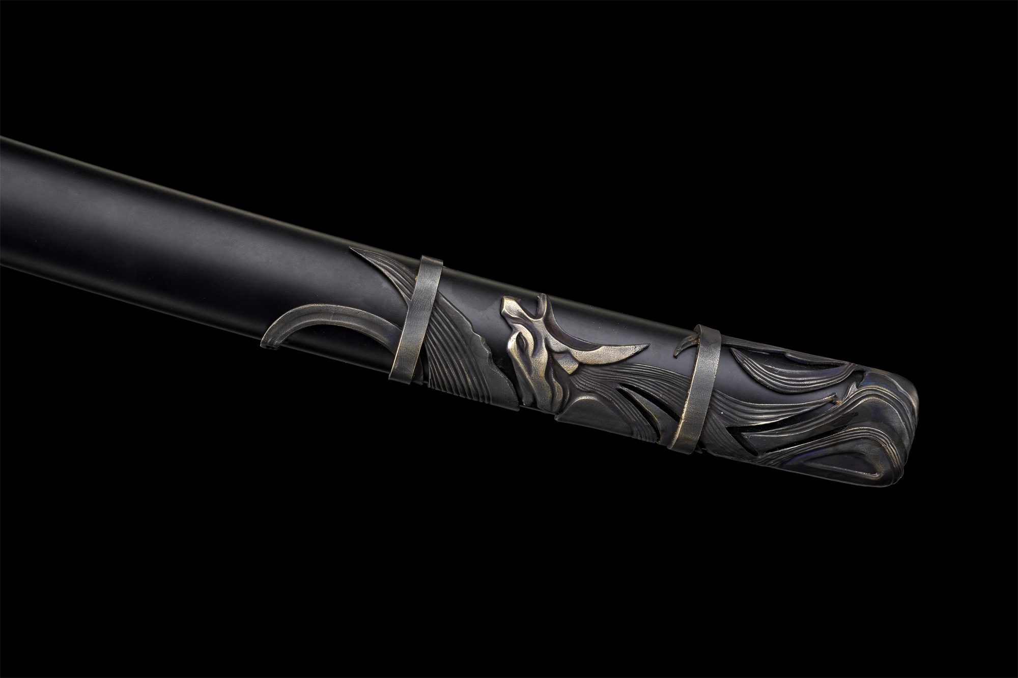 Ghost of Yotei Katana – Manganese Steel, Twin Wolf Tsuba, Full Tang