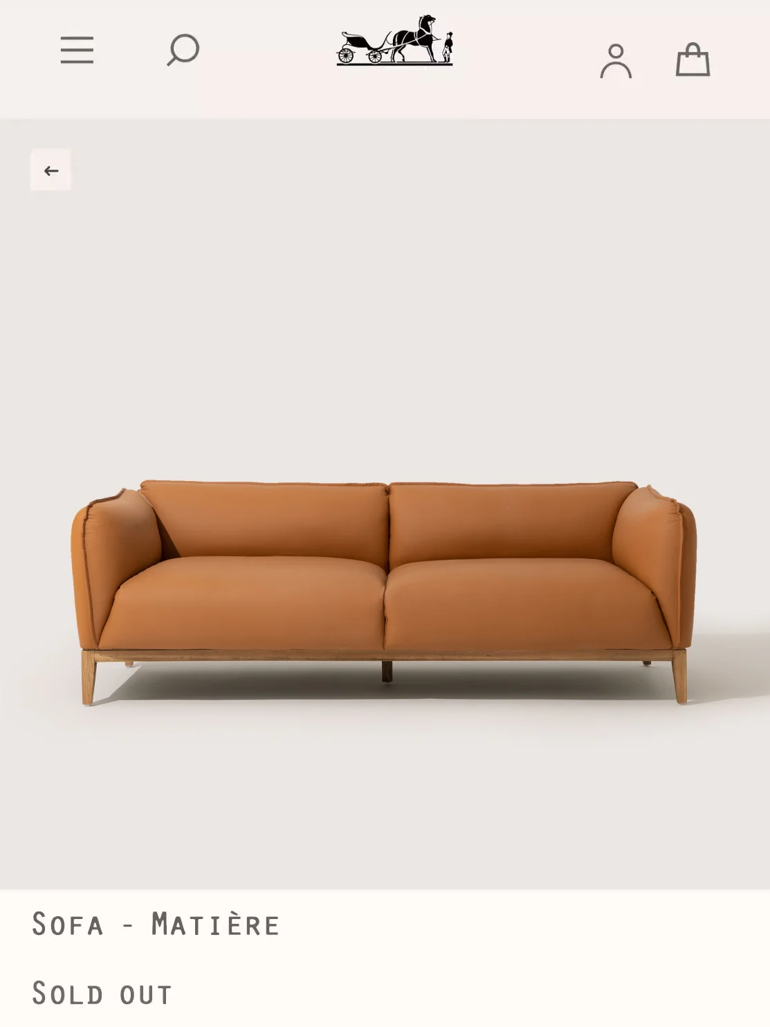 CH103 - Classic H Deco Italian Fine Leather, Golden Brown, Ivory Sofa