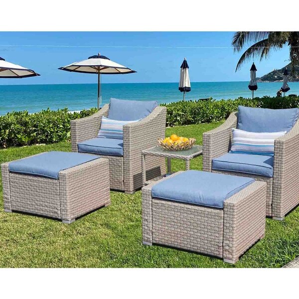 COSIEST 5piece Outdoor Patio Wicker Conversation Sofa Set