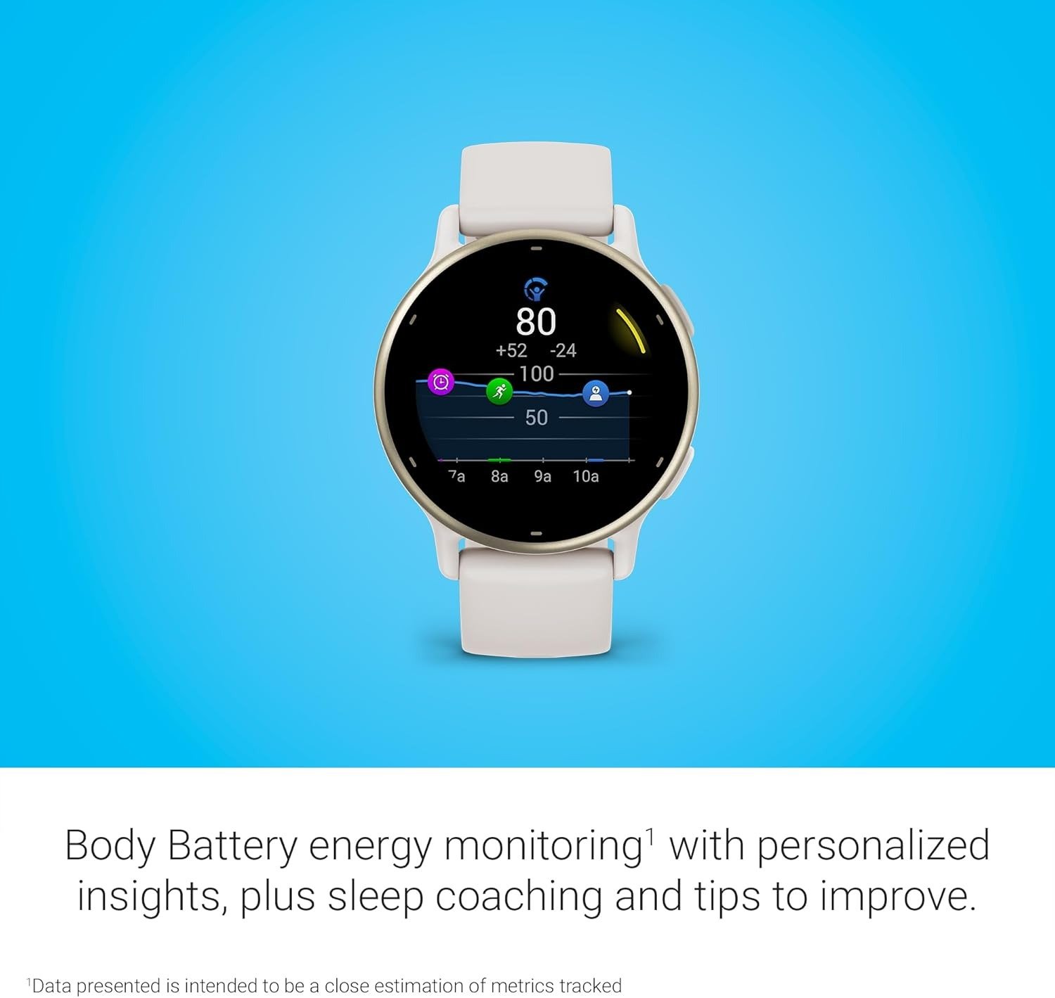 Health and Fitness GPS Smartwatch, AMOLED Display, Up to 11 Days of Battery, Ivory
