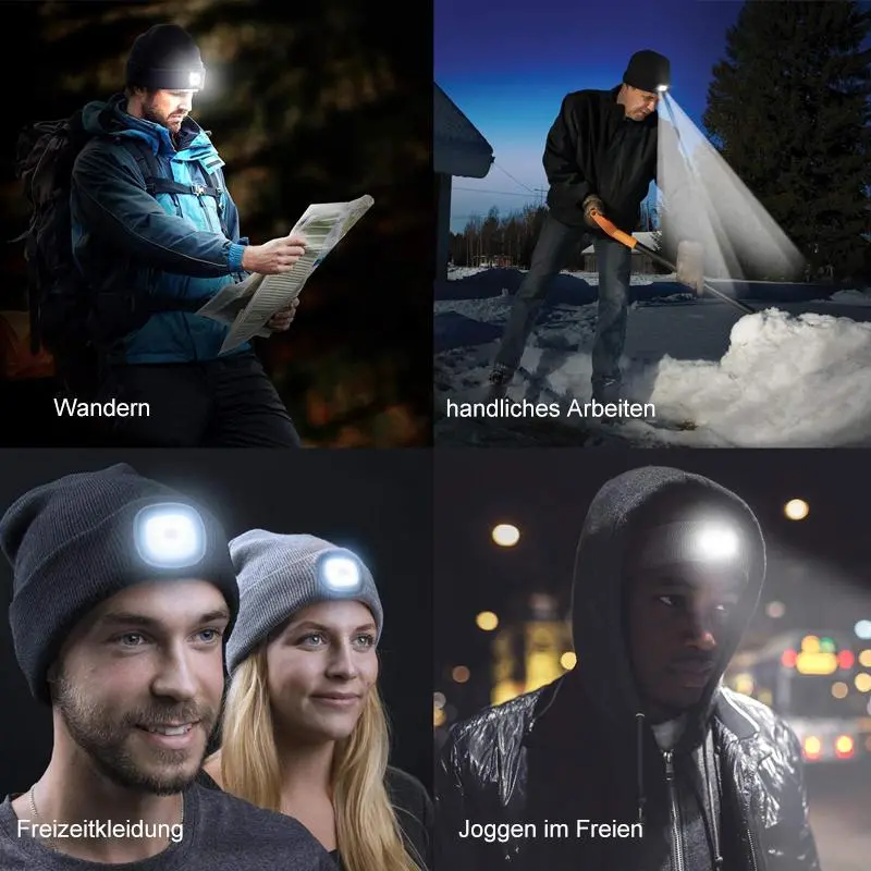 Removable LED Headlamp Beanie – Hands-Free Lighting for Hiking & Night Tasks