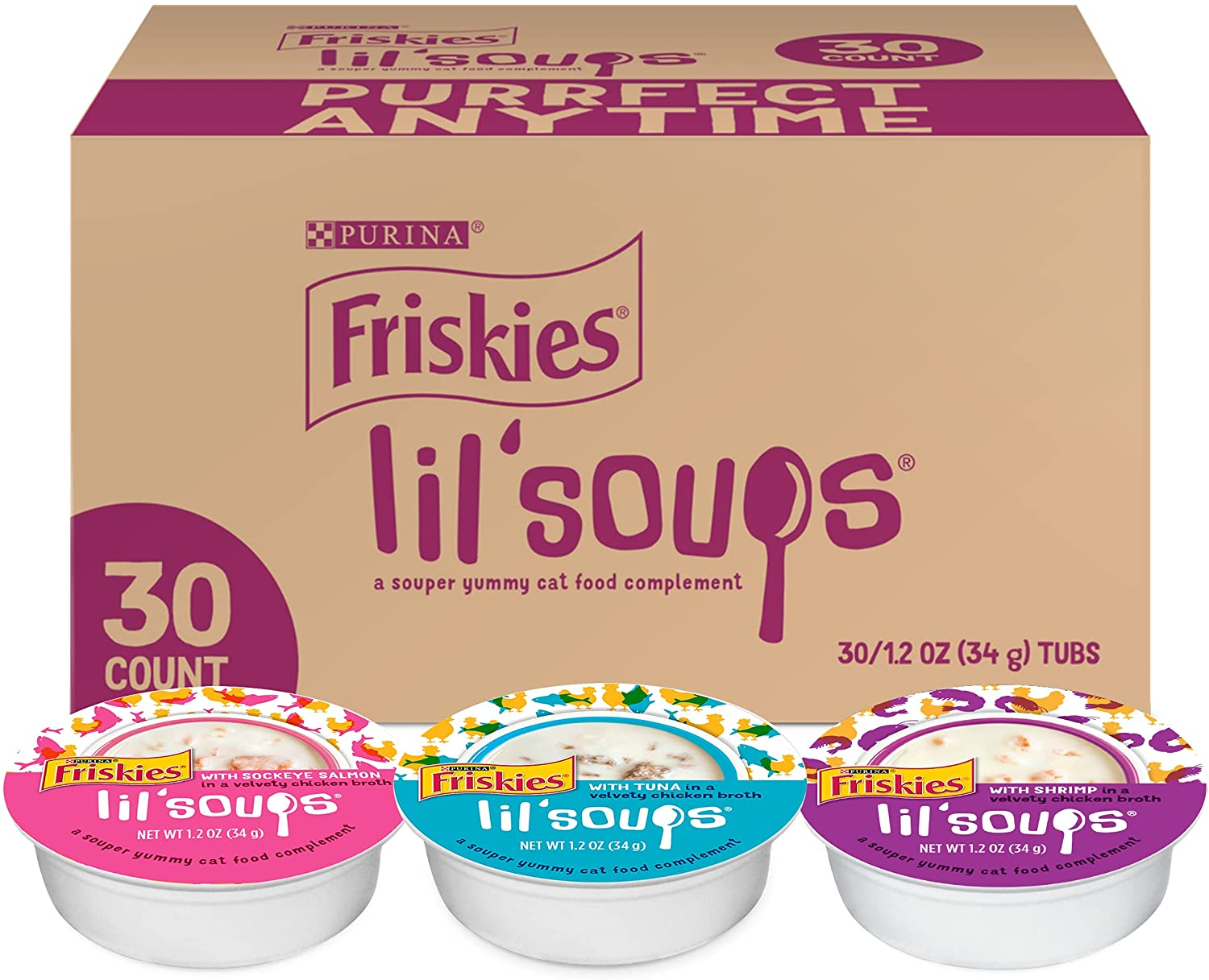 Purina Friskies Grain Free Wet Cat Food Complement Variety Pack, Lil' Soups with