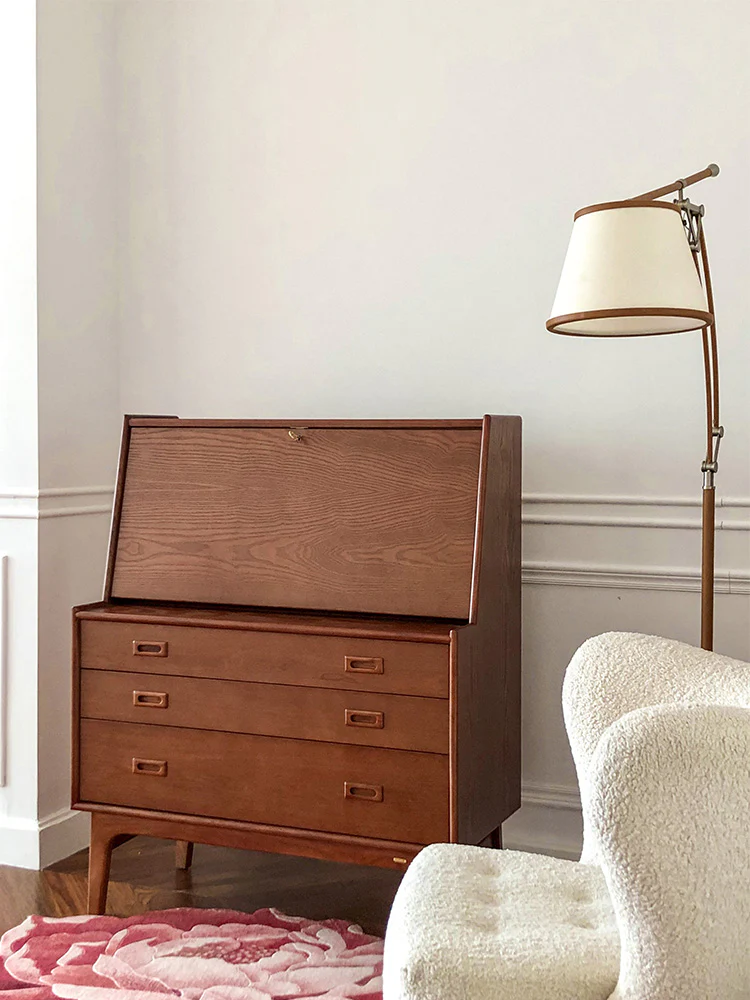 GA010 - Churchill Series Imported Multi-purpose Desk British Vintage White Waxwood Bookcase Storage Cabinet