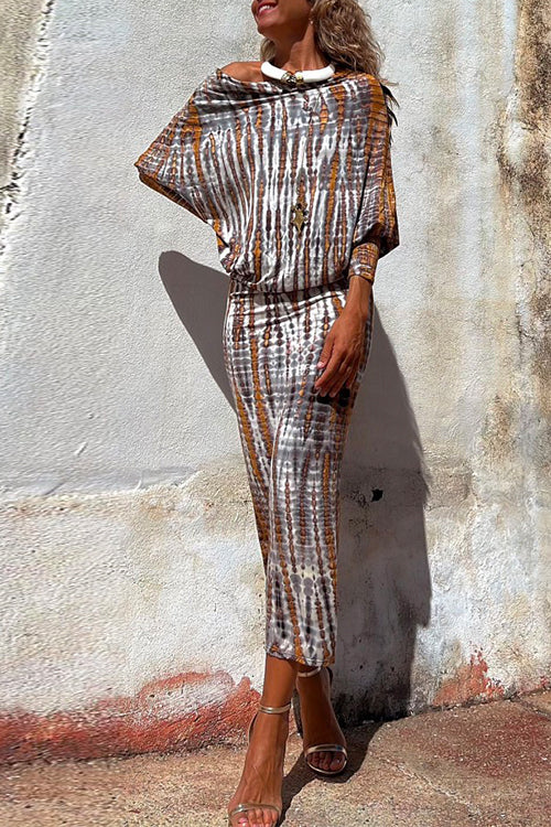 Tie-Dye Batwing Sleeve Midi DressClistos