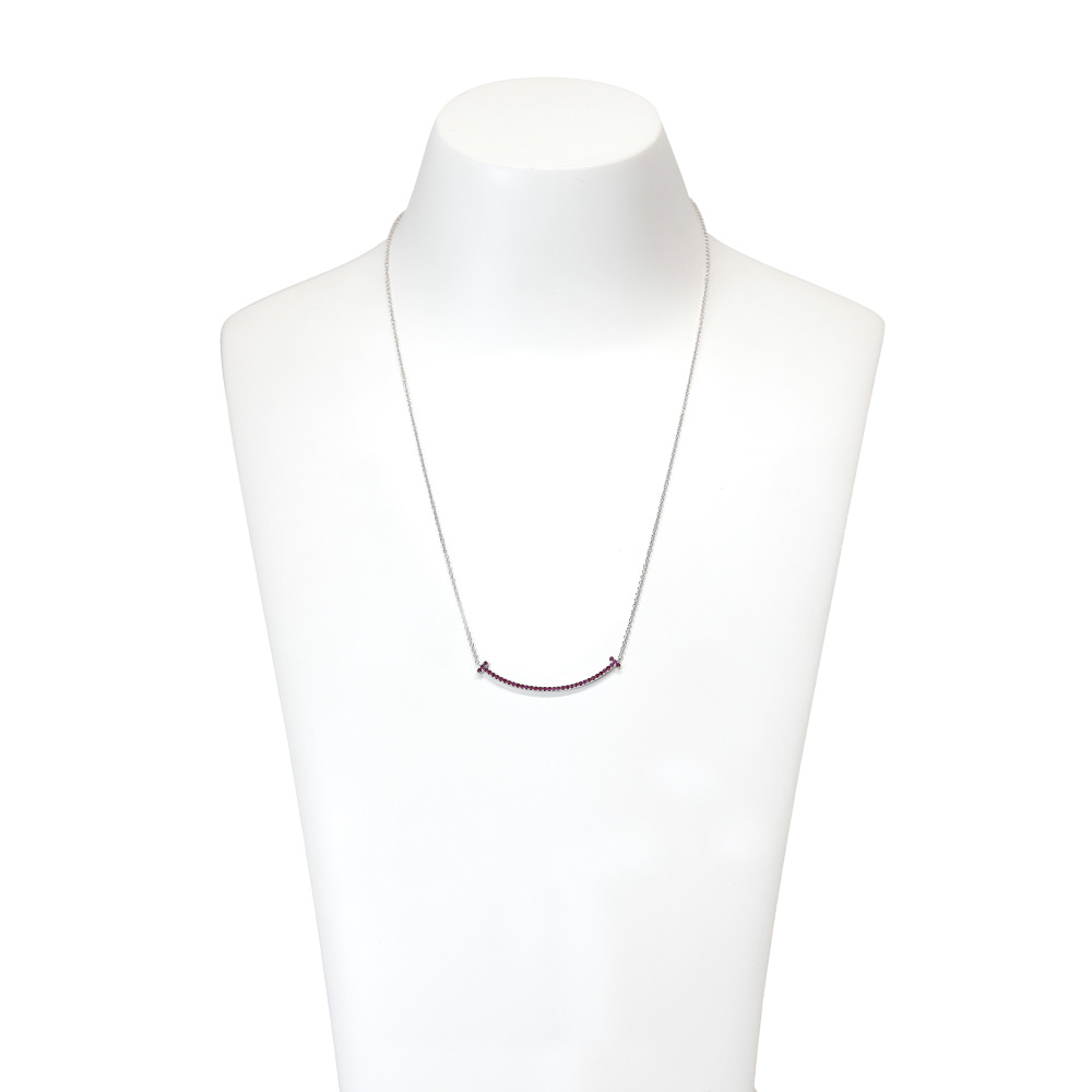 Tiffany & Co. Tiffany T Smile Necklace 18K White Gold Ruby 60698082