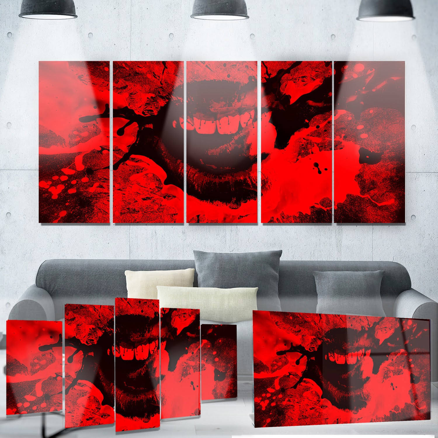 Designart Metal &Speak Out Red Lips& 4 Piece Graphic Art Set