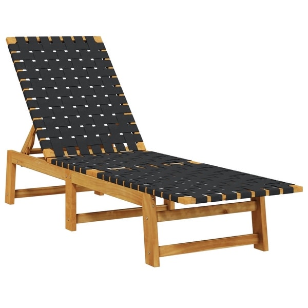 vidaXL Sun Lounger Reclining Patio Furniture Solid Wood Acacia and Fabric