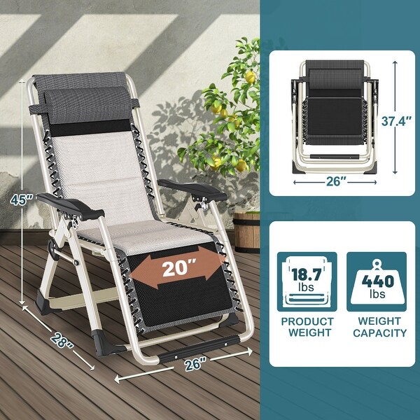 DoCred Zero Gravity Chair,Folding Lawn Chaise Recliner Lounge Chair