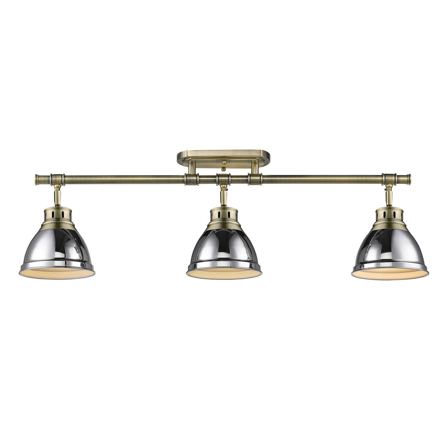 Golden Lighting 3602-3SF AB-CH Duncan Semi-Flush - Track Light in Aged Brass