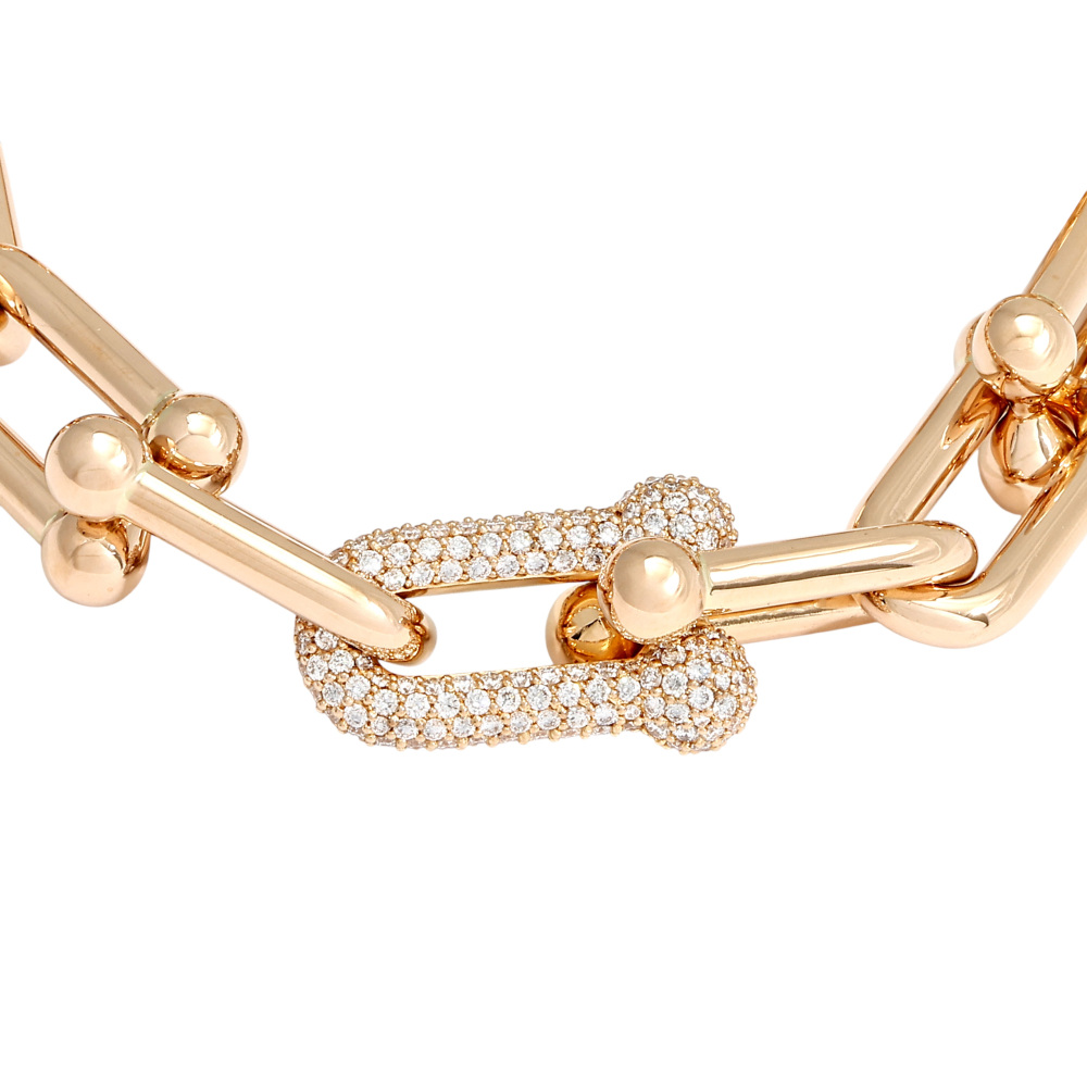 Tiffany & Co. Hardware Link Bracelet 18K Rose Gold Diamond