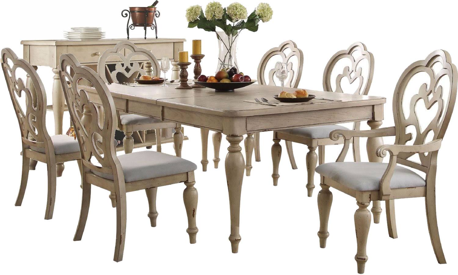 Acme Abelin Side Chair, Fabric u0026 Antique White (Set of 2)