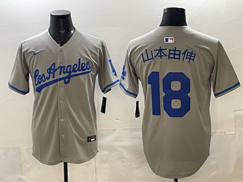 Men's Los Angeles Dodgers Yoshinobu Yamamoto #18 Gray Alternate Limited Player Jersey