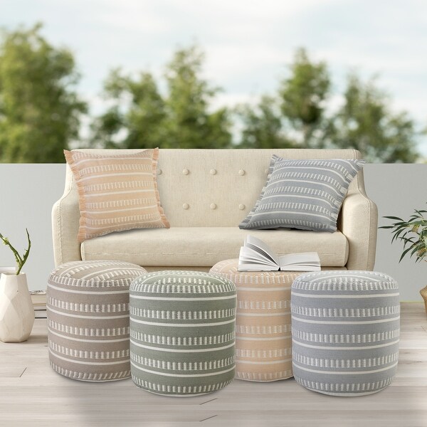 Sevita Dash and Stripe Geometric Indoor Outdoor Pouf