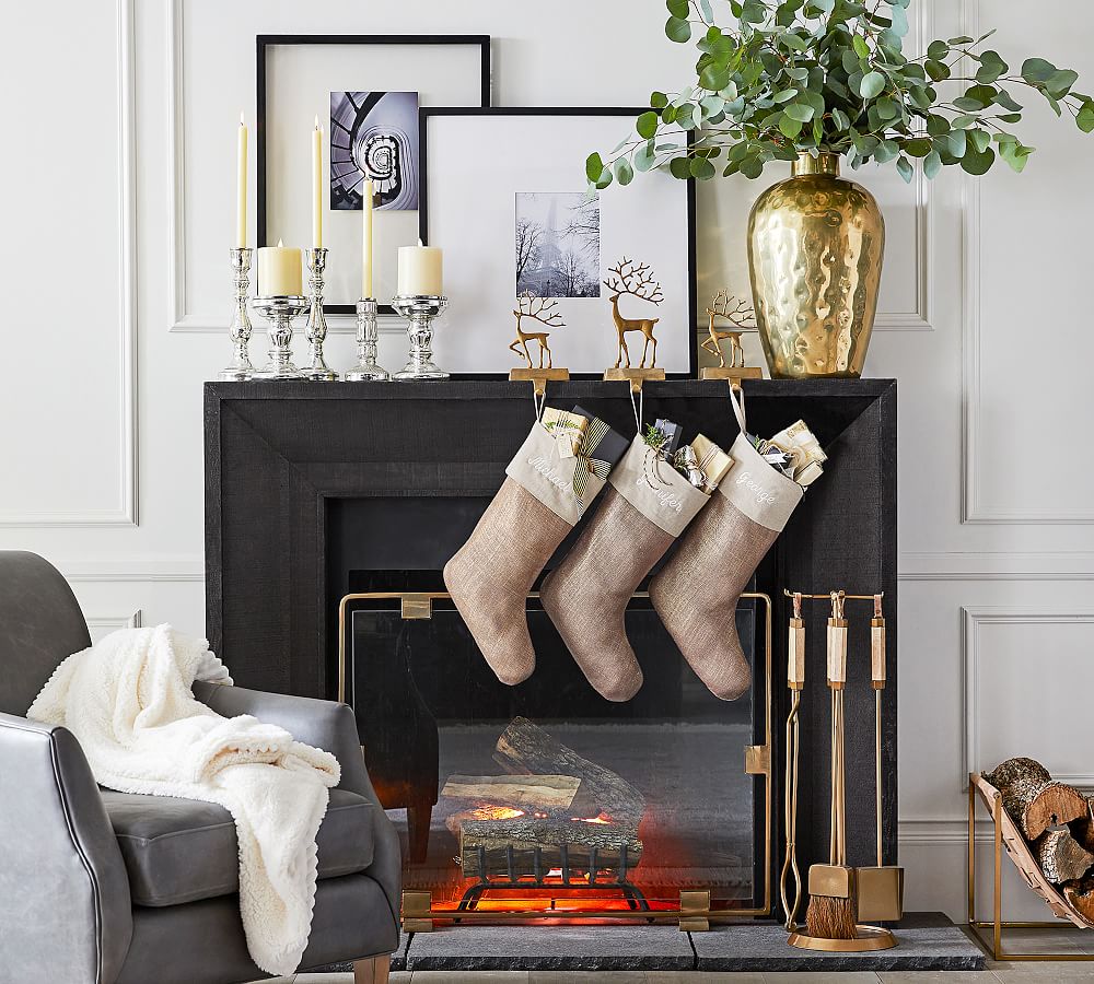 Brass Sculpted Reindeer Stocking Holders  sgtnighsdesigns
