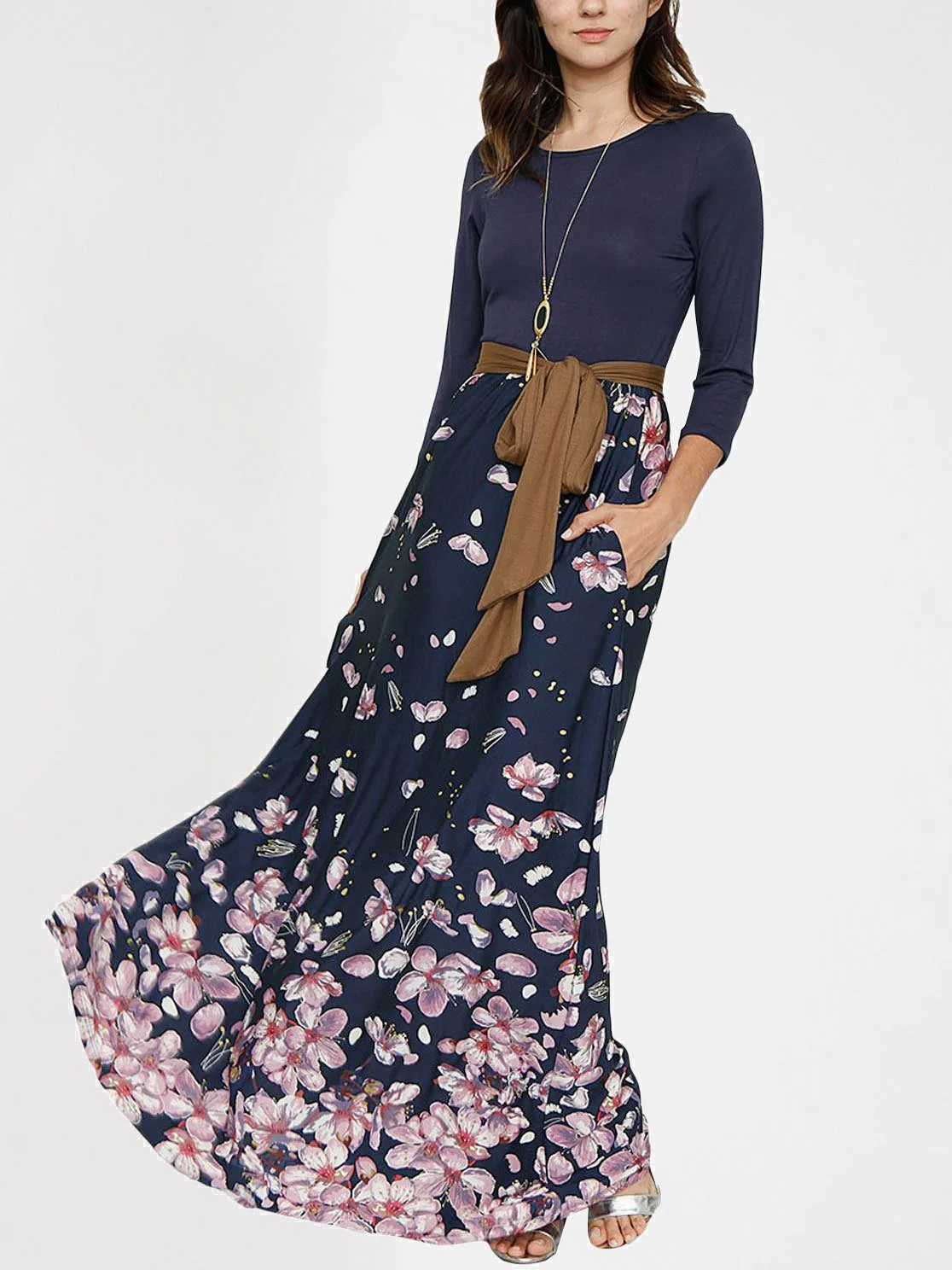 Floral Belted Maxi DressClistos