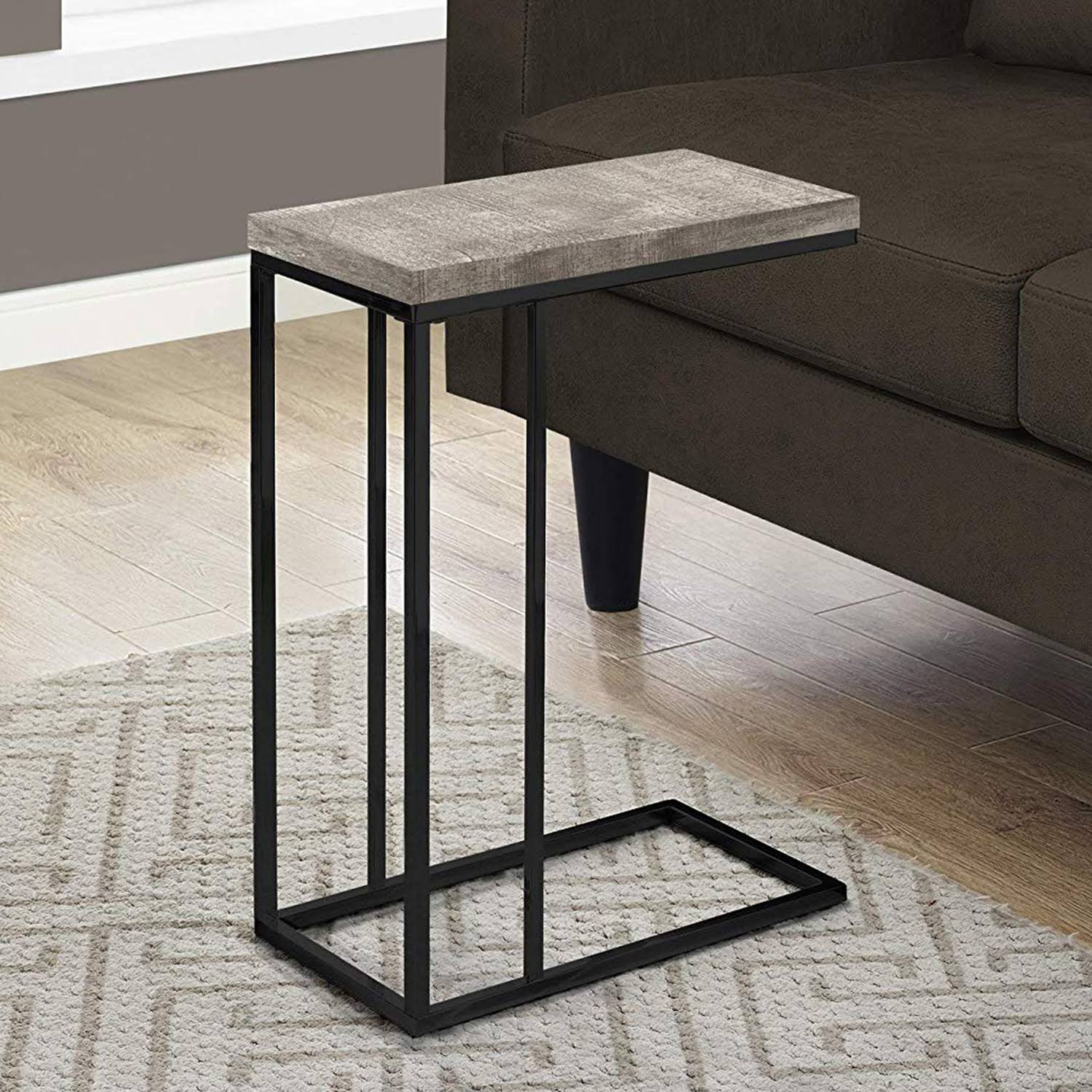 18.25x22 x 10.25x22 x 25.25x22 Taupeblack Particle Board Metal Accent Table