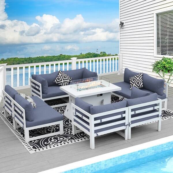 Nicesoul White Aluminum Modern Patio Furniture Sectional Sofa Set with Cushion