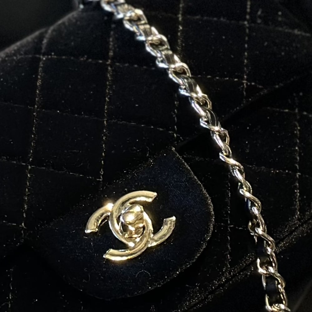 Chanel Velvet Pearl Crush Mini Flap Bag Black 20Cm/7.9in