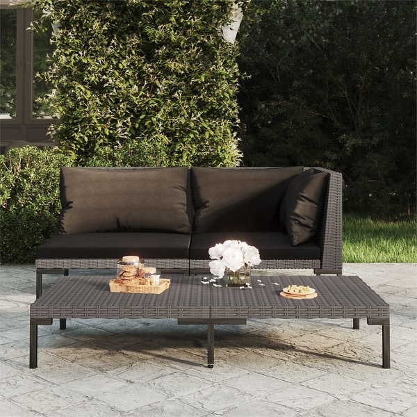 vidaXL Patio Lounge Set Outdoor Sofa Set Sectional Sofa with Cushions PE Rattan