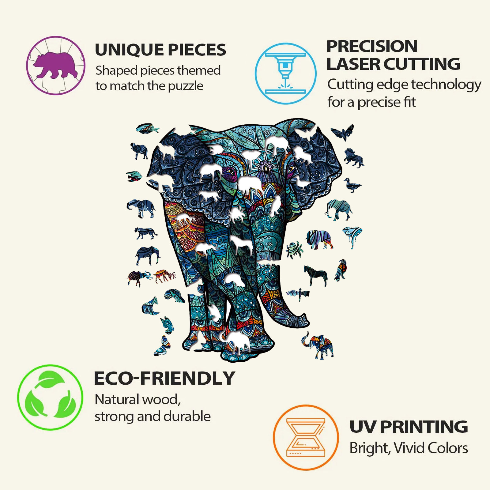 Animal Wooden Puzzle-Lovely elephant