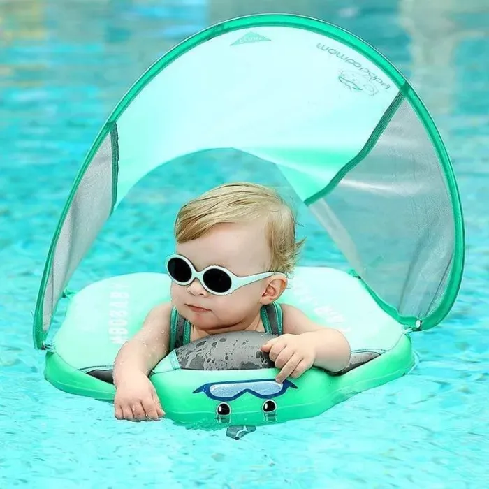 Baby Airless Float Ring With UPF50+ Canopy (2024 Deluxe Edition Swim-Trainer)