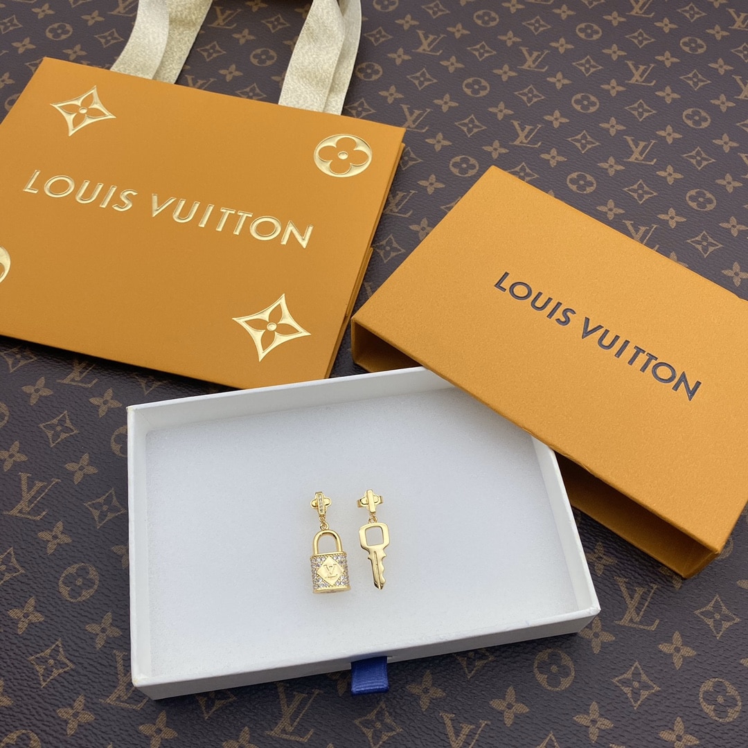 Louis Vuitton Gold Lock And Key Earrings