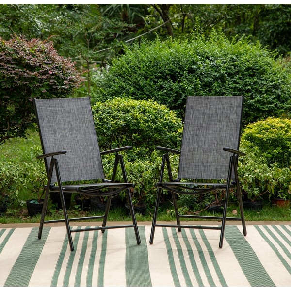 9Piece Patio Dining Set,Metal Table and Foldable Sling Dining Chairs with 7 Levels Adjustable