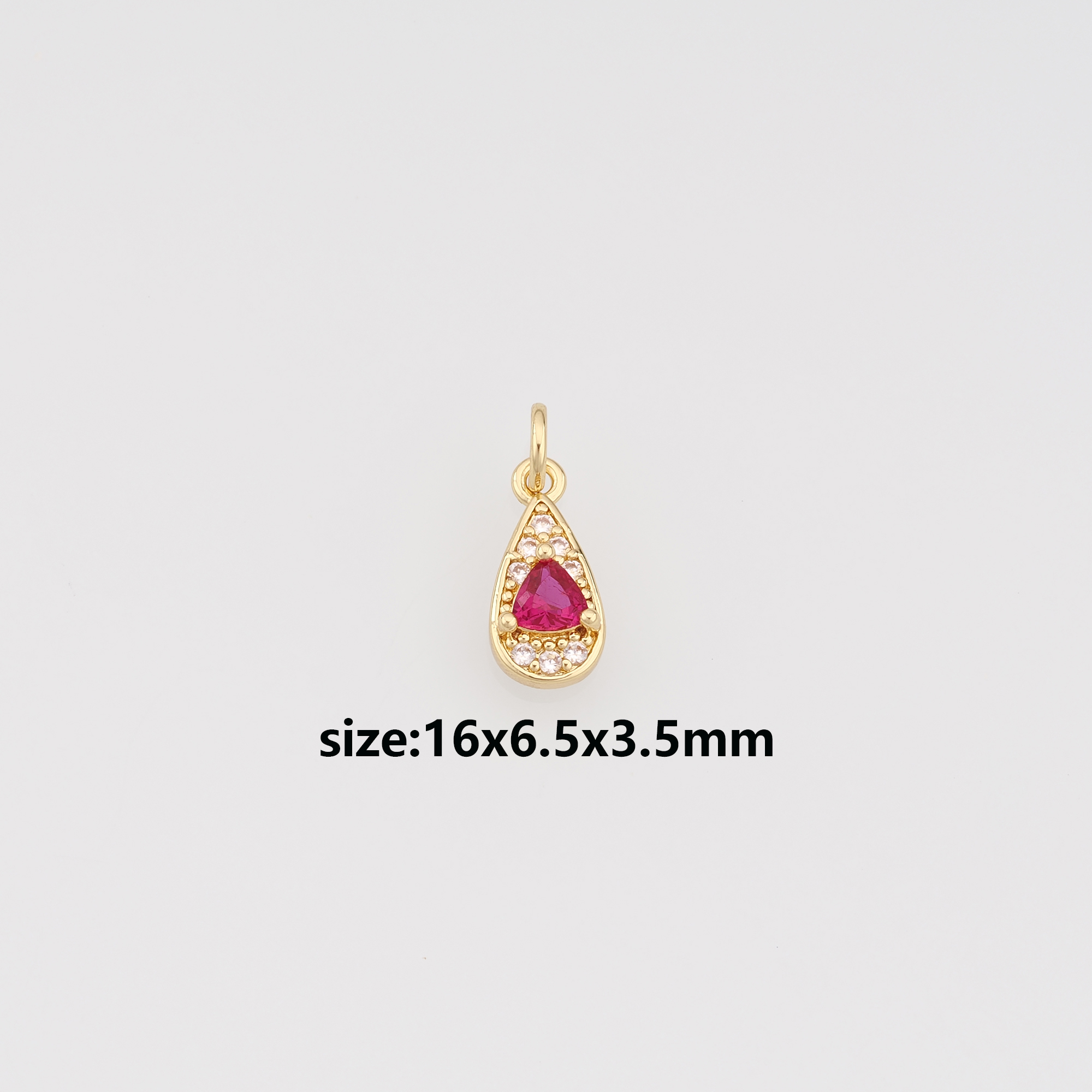 18K Gold Filled Triangle Pendant,Heart Pendant,CZ Micro Pave Teardrop Charm Earrings Necklace for DIY Jewelry Making Supply