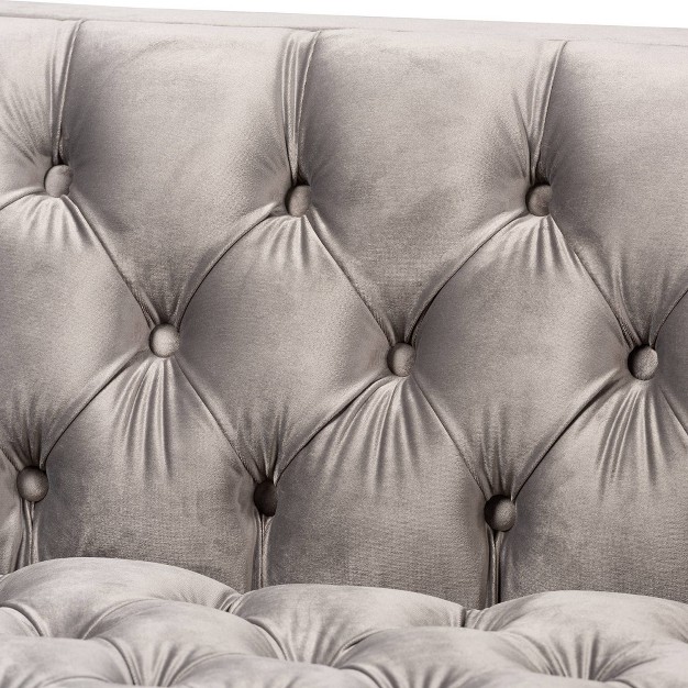 Zanetta Velvet Finished Sofa Gray Baxton Studio