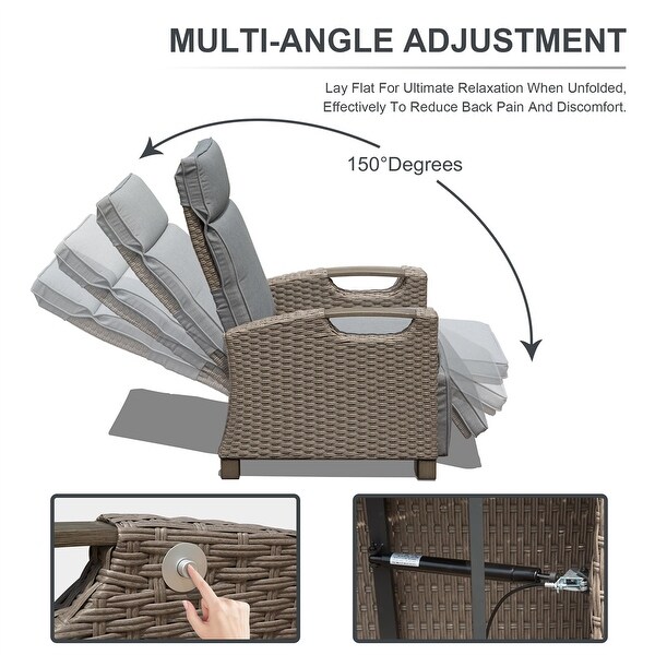 Patio Adjustable Recliner Chair with HandWoven Wicker