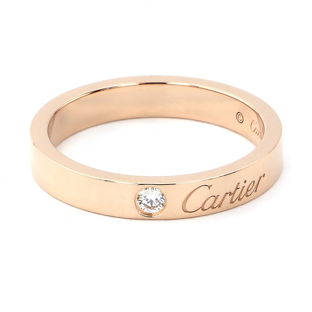 Cartier C Do Engraved Ring 18K Rose Gold Diamond
