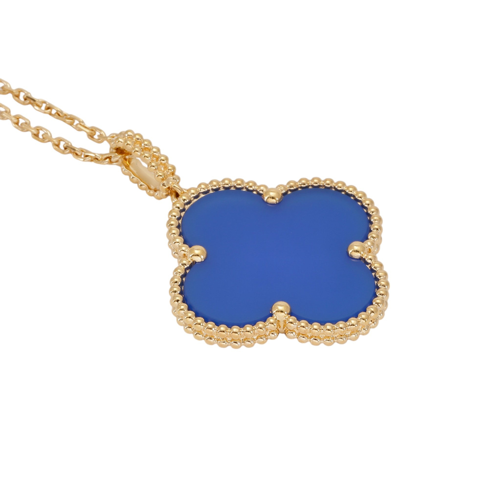 Van Cleef & Arpels Magic Alhambra Necklace 1 Motif 18K Yellow Gold Blue Agate VCARP6LA00