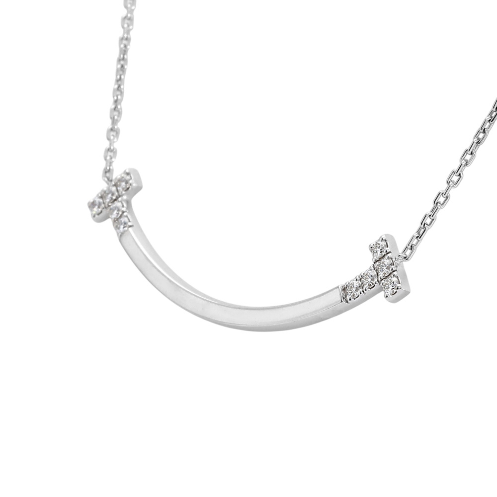 Tiffany & Co. Tiffany T Smile Necklace 18K White Gold Diamond 74957293