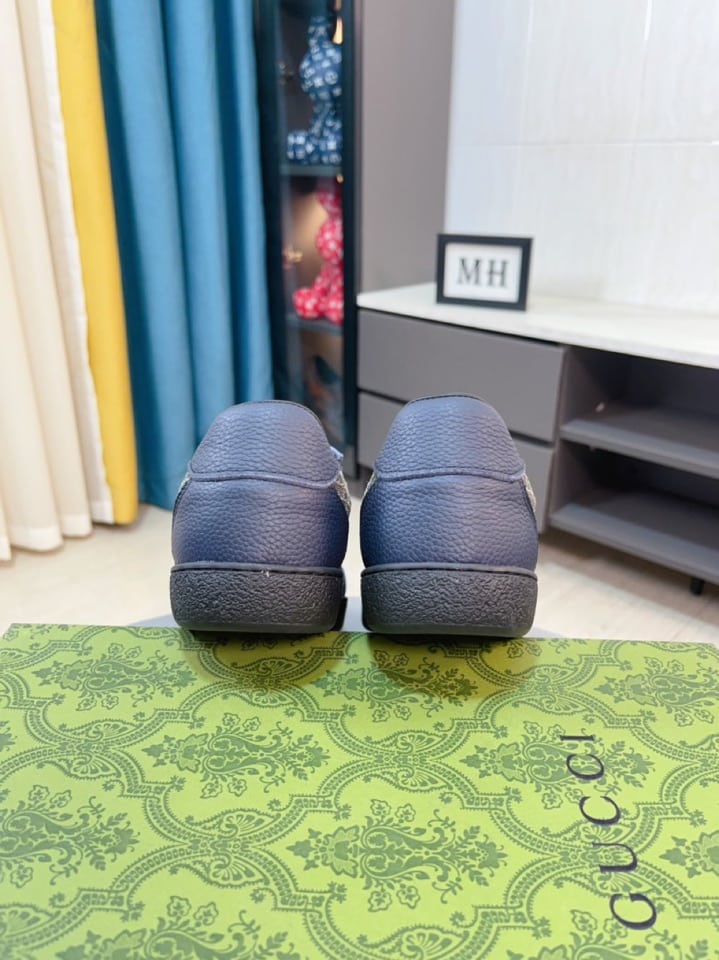 Gucci Gg Canvas And Leather Low Top Sneakers Blue