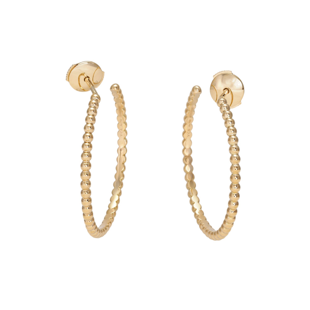 Van Cleef & Arpels Perlet Gold Pearl Hoop Earrings 18K Yellow Gold VCARO3YD00