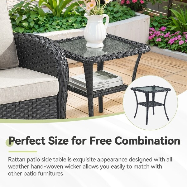 Pocassy Patio Swivel Rocker Chairs with Side Table