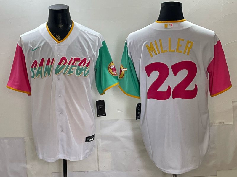 Men's San Diego Padres Mason Miller #22 White City Connect Replica Player Jersey