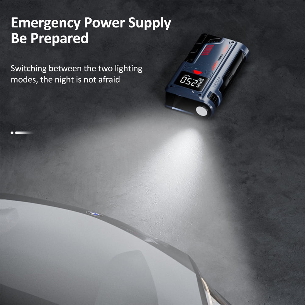 Dcenta Tire Inflator Car Emergency Jump Starter 1000A Peak 10000mAh Air Pump Battery Booster Device for 4.0L Gas/2.5L Diesel Engines
